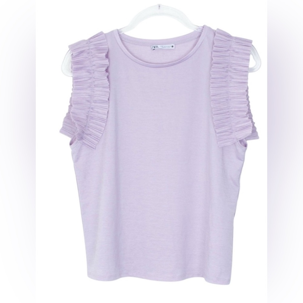 Zara Lila Ruffle Sleeve Blouse M